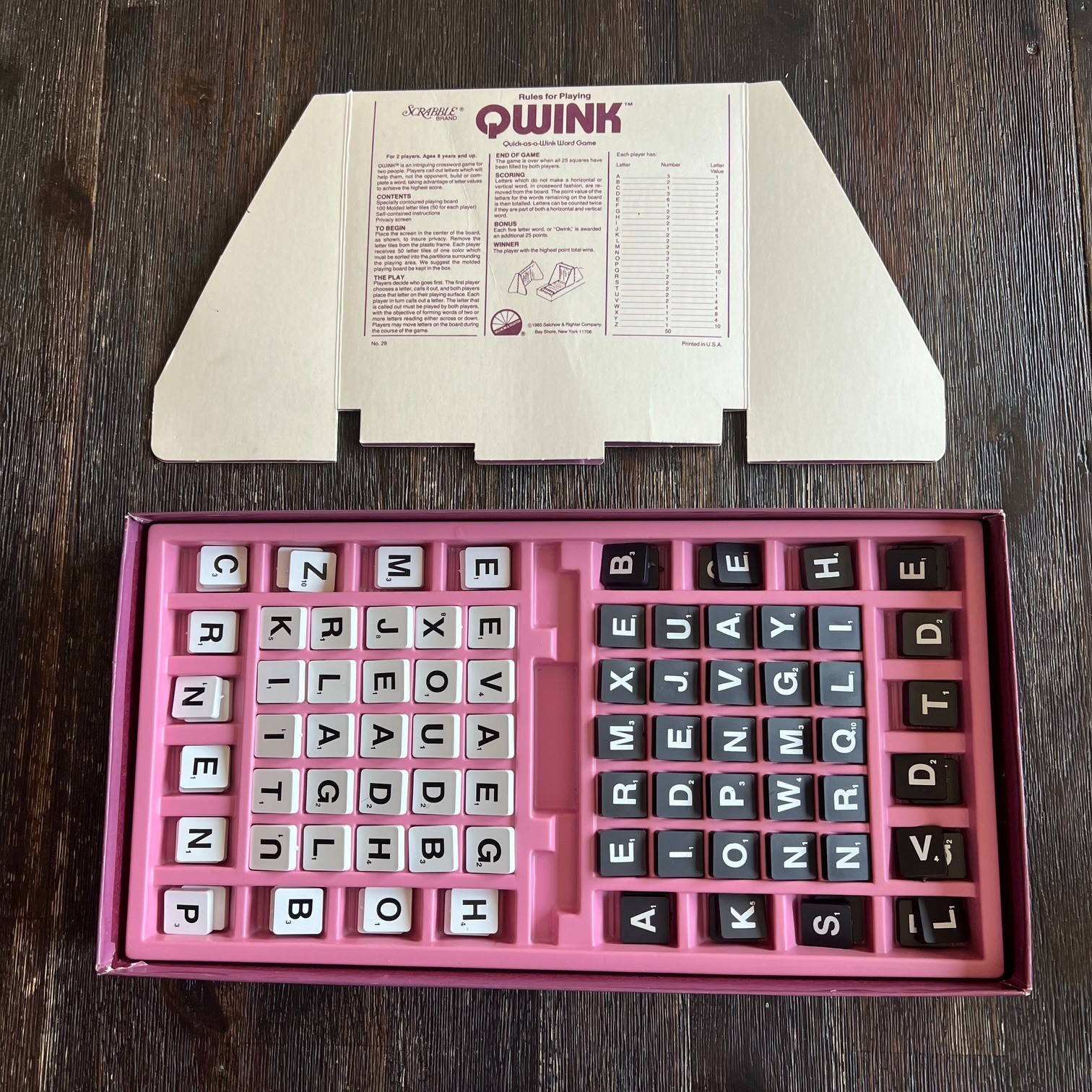 Scrabble Qwink Quick As A Wink Word Game Vintage Selchow & Righter Complete 1985