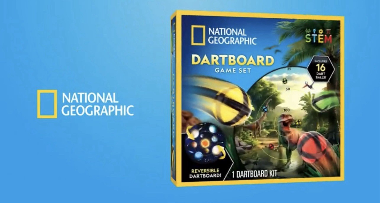National Geographic Kids Dart Board – 28″ Reversible Dartboard with Sticky Balls