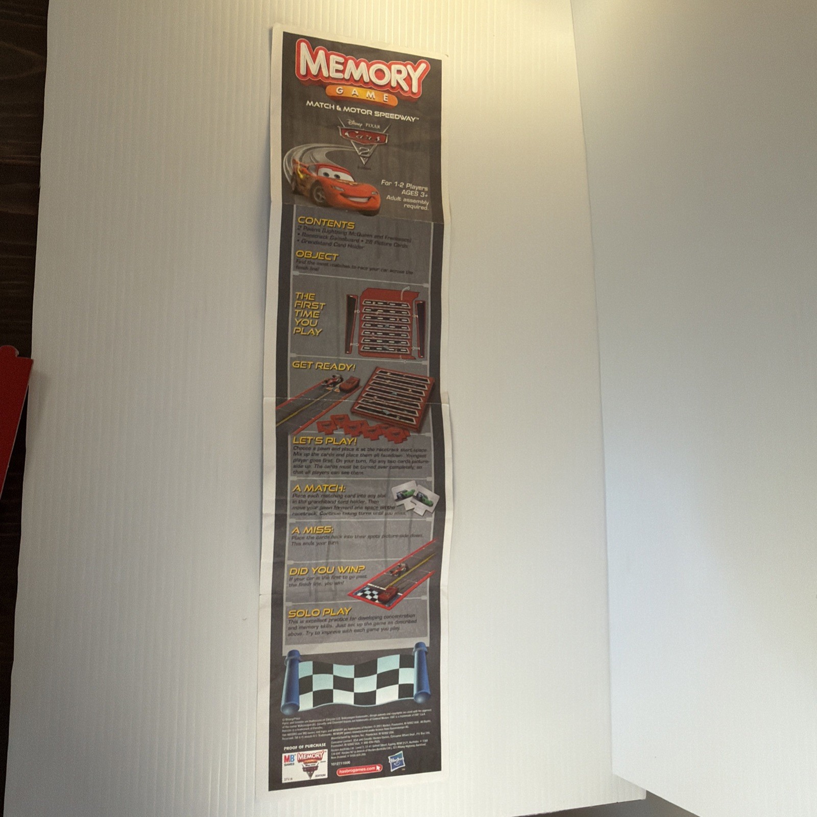 Hasbro Disney Pixar Cars 2 Edition Memory Game Match & Motor Speedway Complete