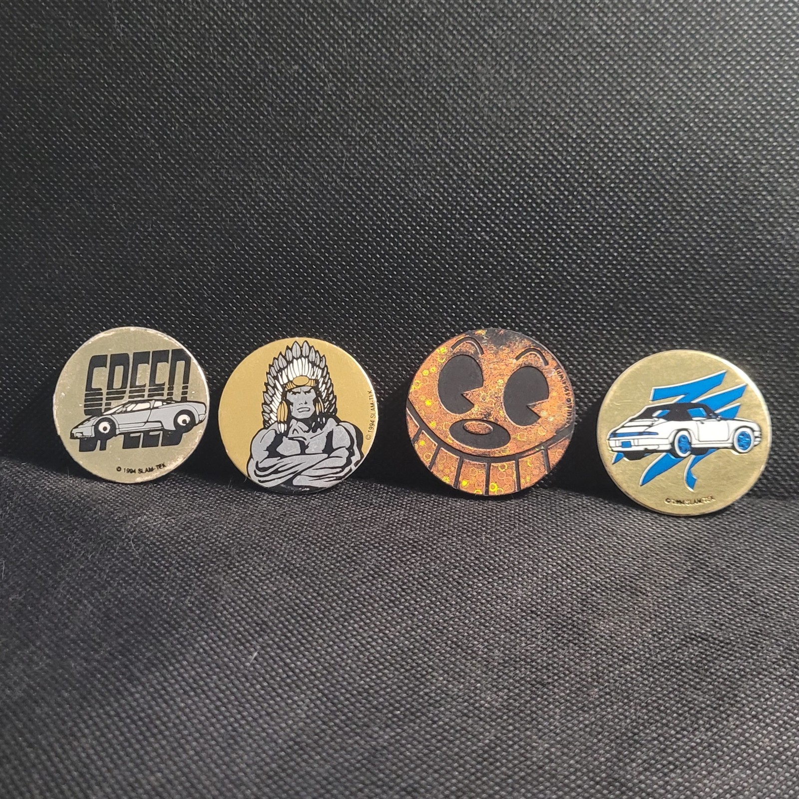 World POG Federation Felix The Cat Slammer + 3 Slam Tek Milk Caps 90s Porsche