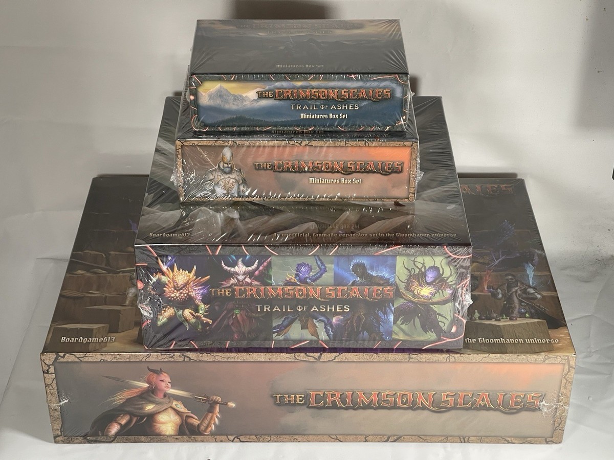 Gloomhaven Crimson Scales 2nd Ed. +Trail of Ashes +ALL Minis ALL-IN SHRINK RARE