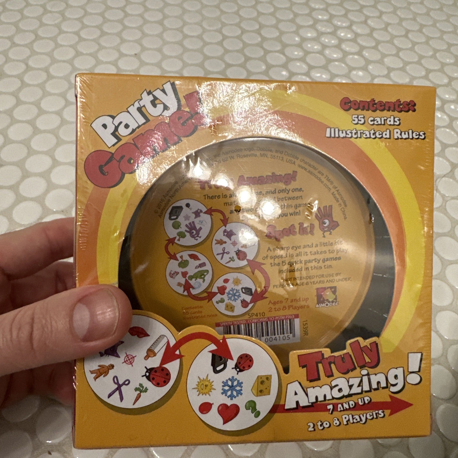 Spot It! Dobble Card Game Blue Orange Party Matching Game Tin Sealed New