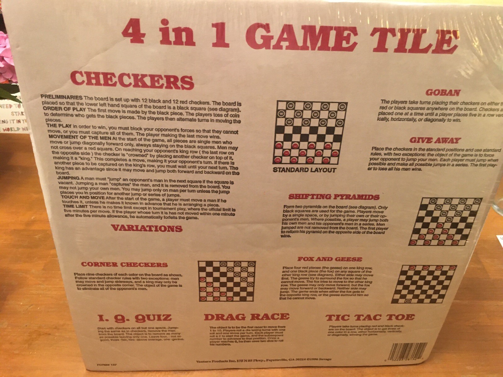 Vintage 97 Floor Games 4 n 1 Tile/Carpet W/ Accessories Ventura Made in USA -New