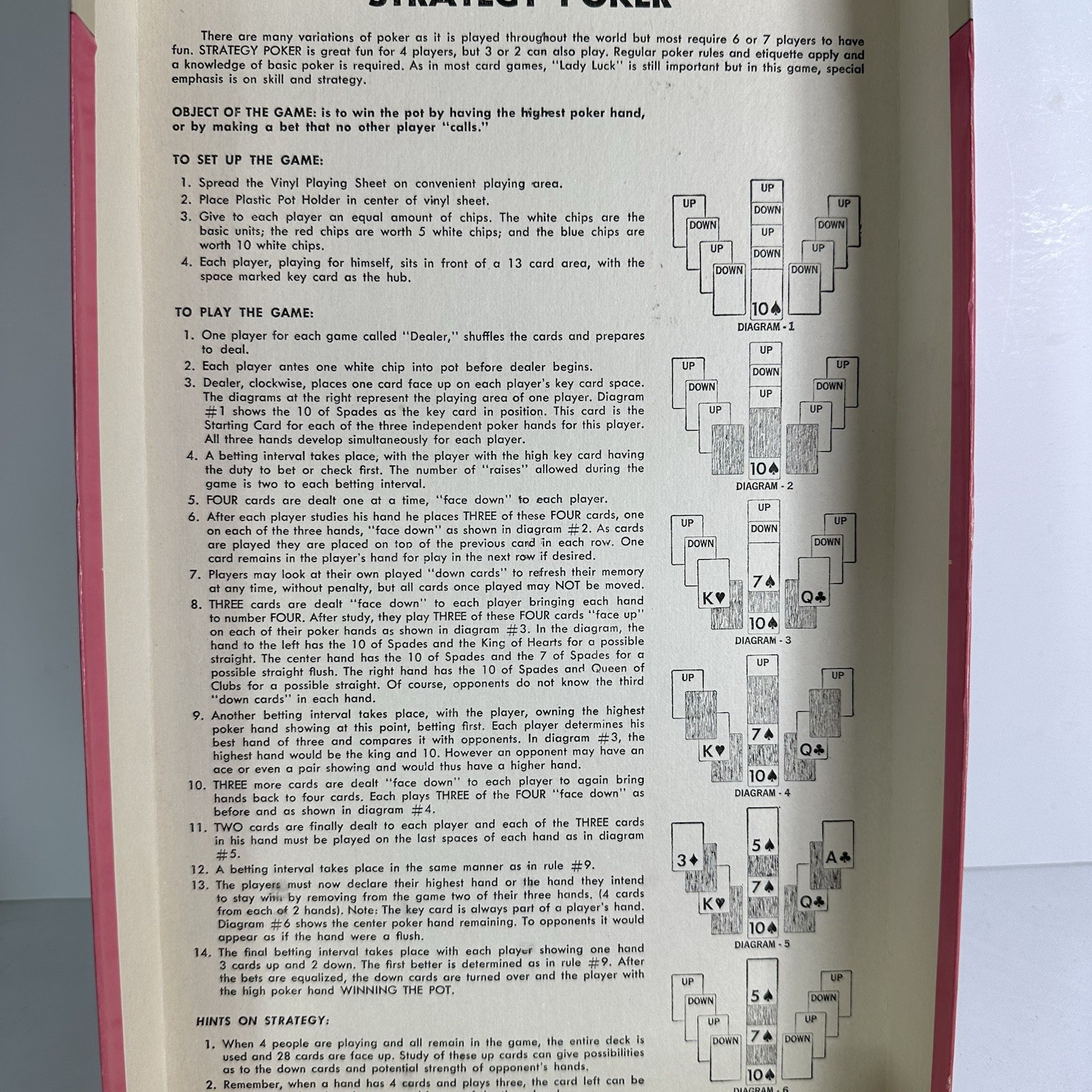Vintage 1968 Strategy Poker by Milton Bradley #4960 Mint Condition And Complete