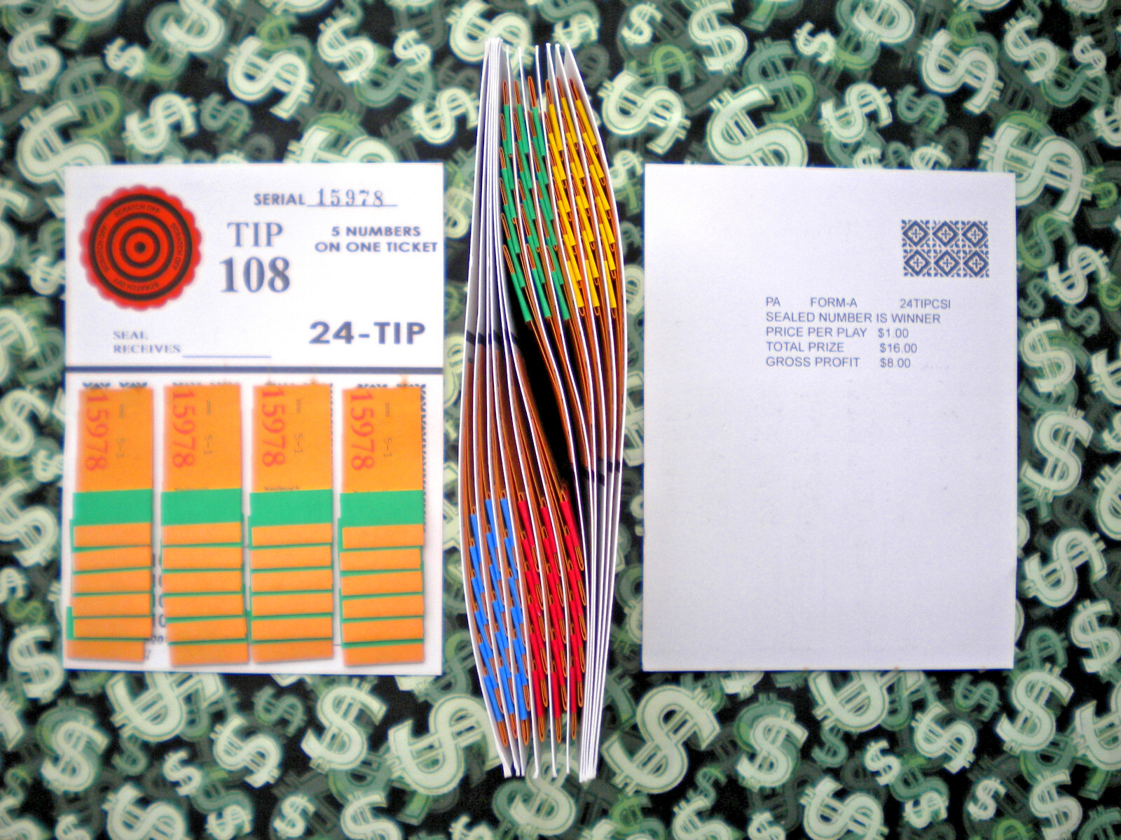 1 Dozen ~ 24 REGULAR “NOT Sure” TIP BOARDS {101-116} 5#on 1 Ticket Jar Pull Tabs