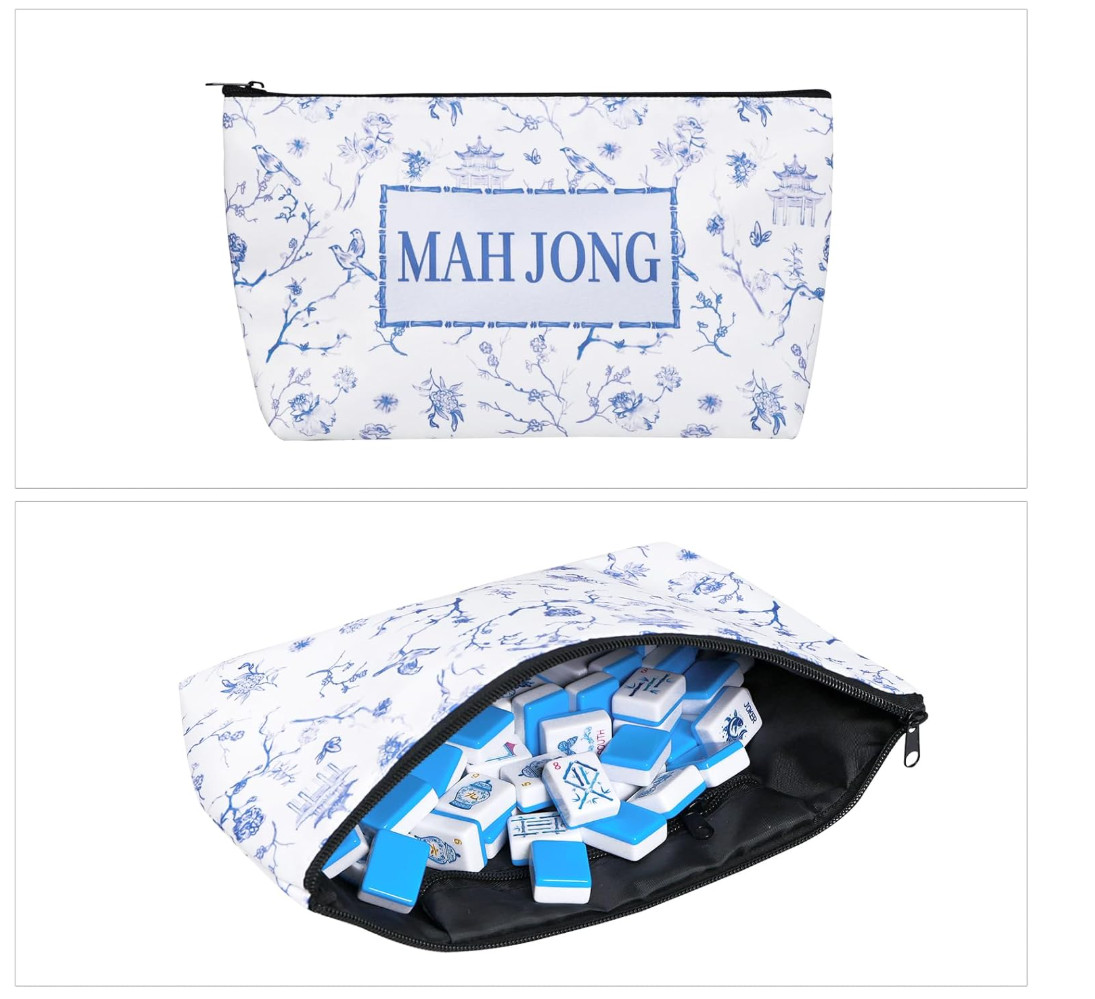 Light Blue American Mahjong Tile Set(1.2″), 160 Engraved Tiles with Mahjong Tile