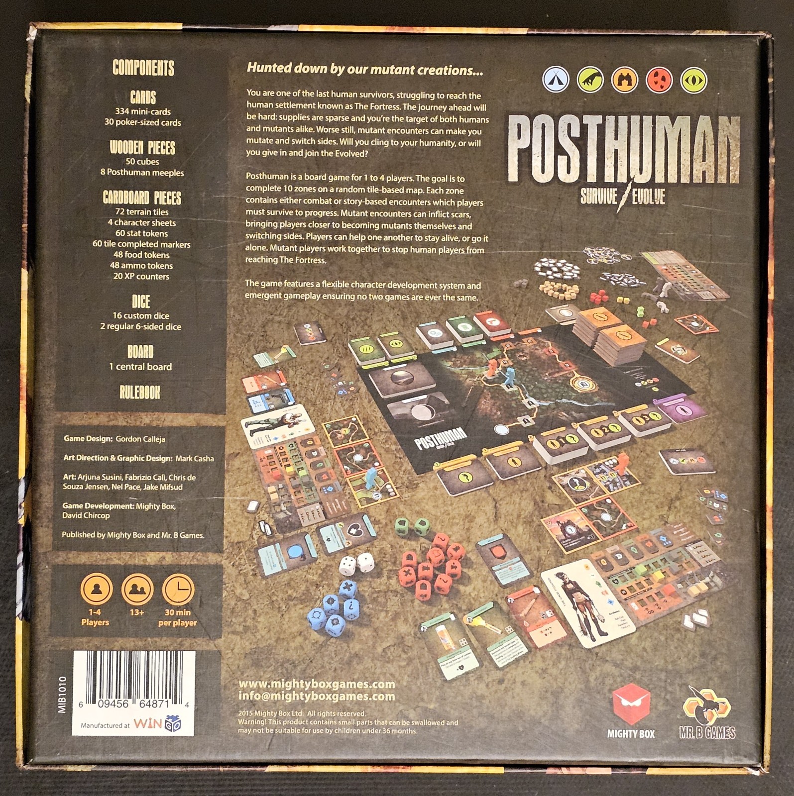 Post Human Survive / Evolve Board Game W/ Defiant Expansion – Good Condition