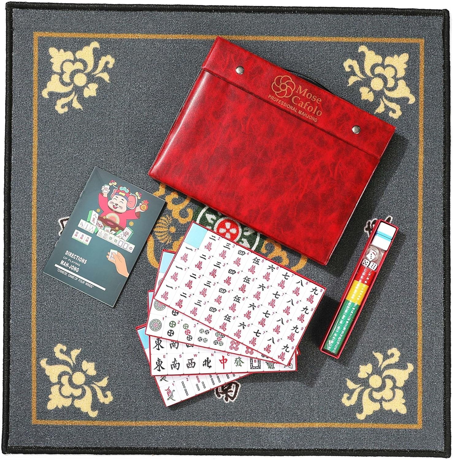 Professional Chinese Mahjong Game Set 146 Numbered Large Size Tiles with Carr…