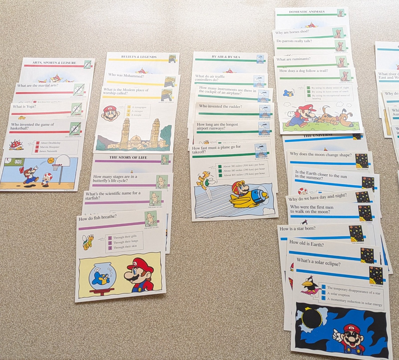 Vintage Atlas Super Mario Bros Luigi Nintendo Quiz Cards 72 cards manual