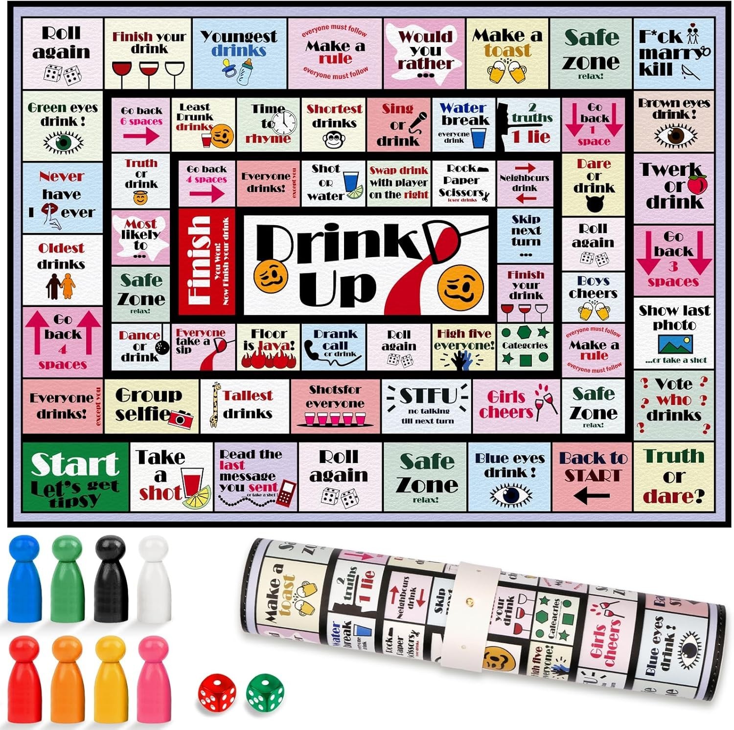 Drinking Board Games for Adults Girls Night,Waterproof Leather Mat Drinking G…
