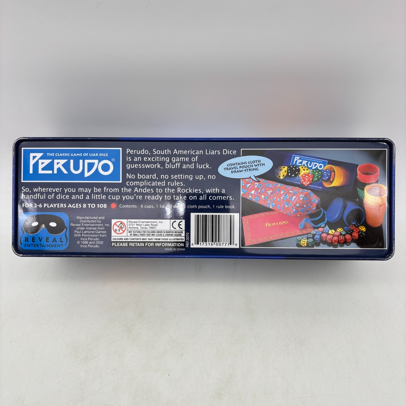 Perudo Liar’s Dice COMPLETE Pressman 2002 Cups Classic Game Tin