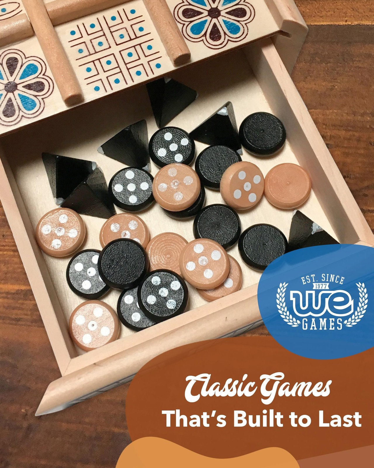 WE Games Royal Game of UR with Storage Drawers, Solid Wood and Beautifully De…