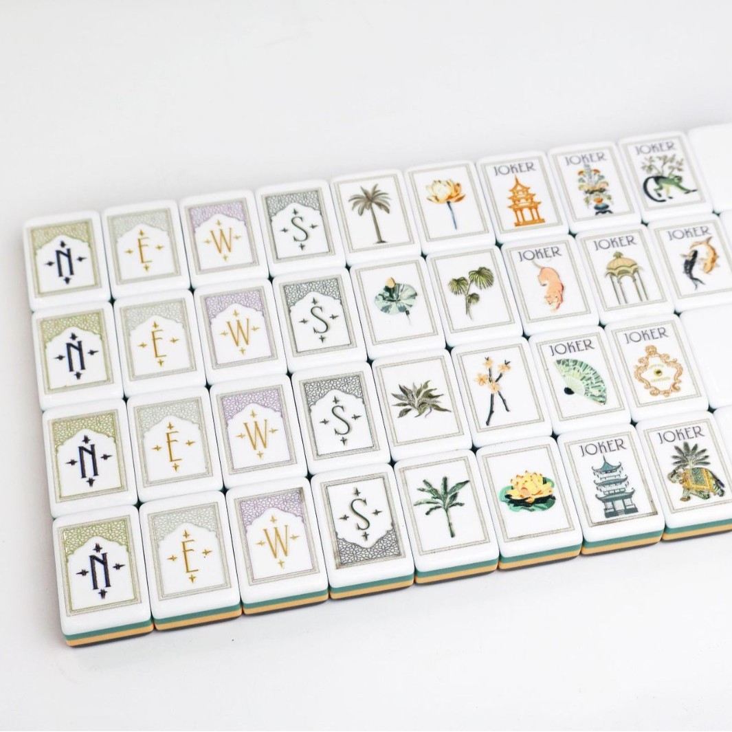 160Pcs 4-Layer Acrylic Leopard Lotus Pattern American Mahjong Set