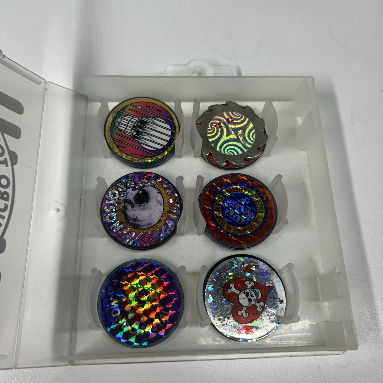 1990s Vintage POG all Metal Slammer Lot Of 10 Psychedelic Holographic Designs