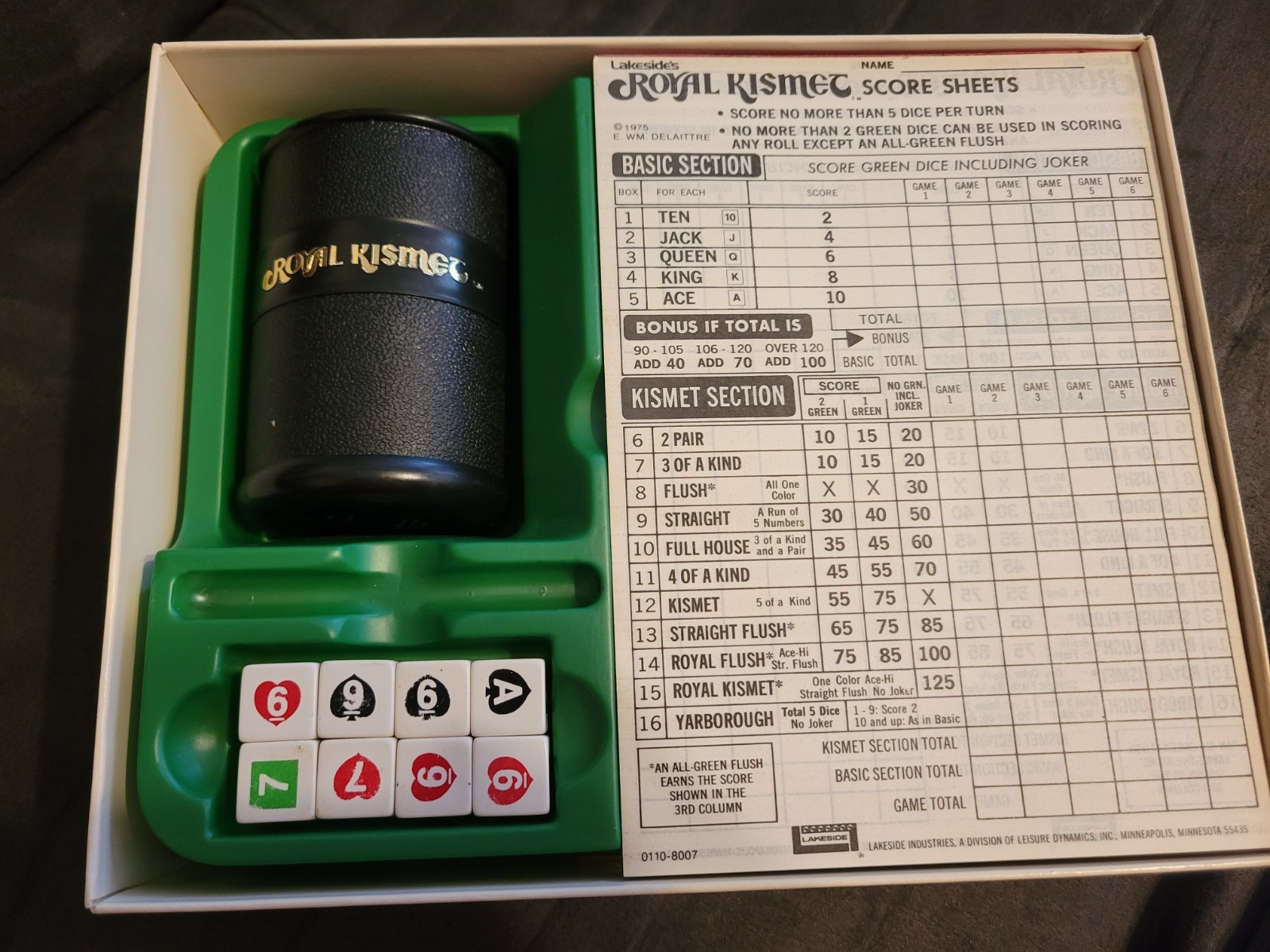 Vintage 1974 Royal Kismet Dice Game Lakeside COMPLETE