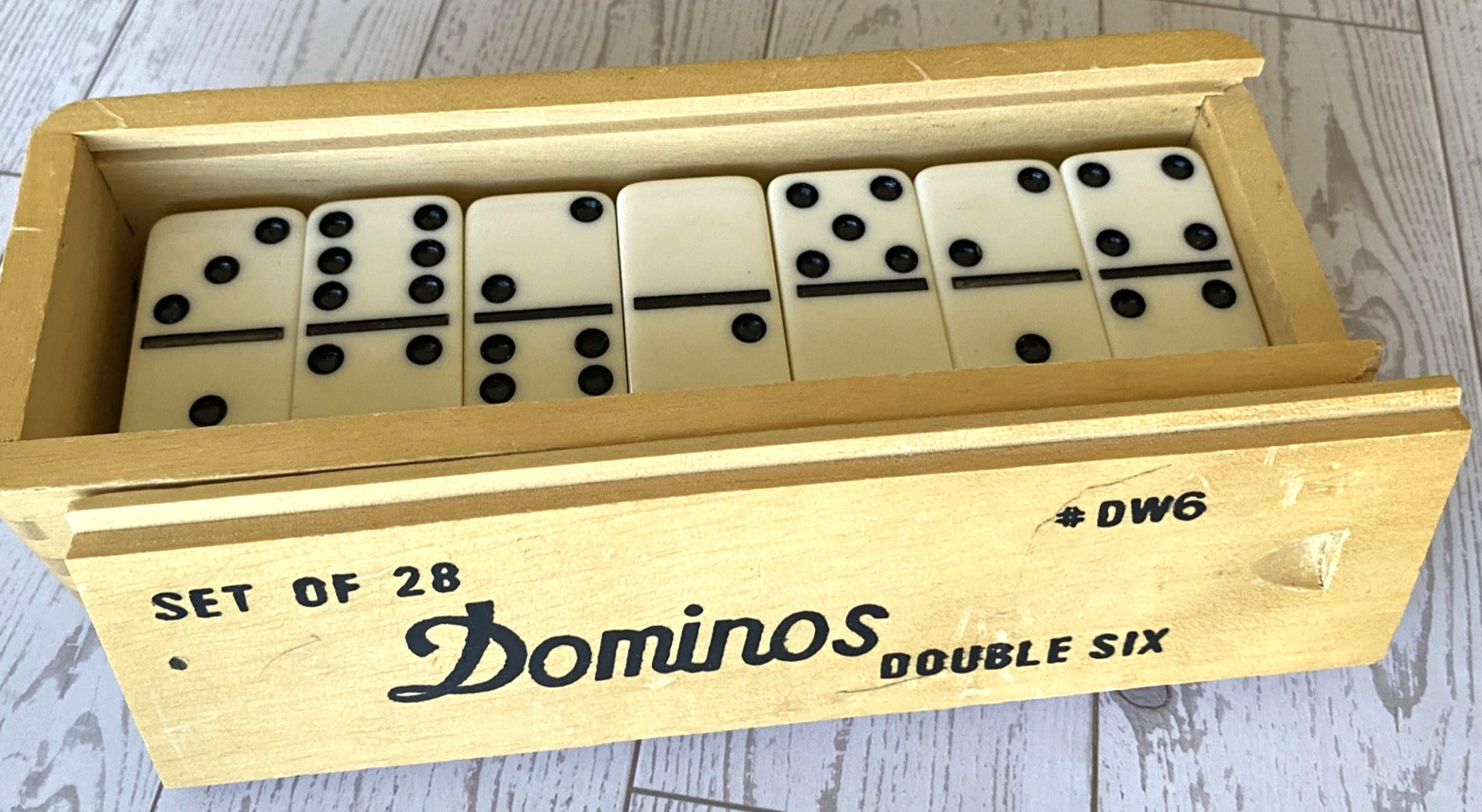 Double Six Dominoes Set – 28 Ivory Tiles in Wooden Storage Case Kingstone Tiawan