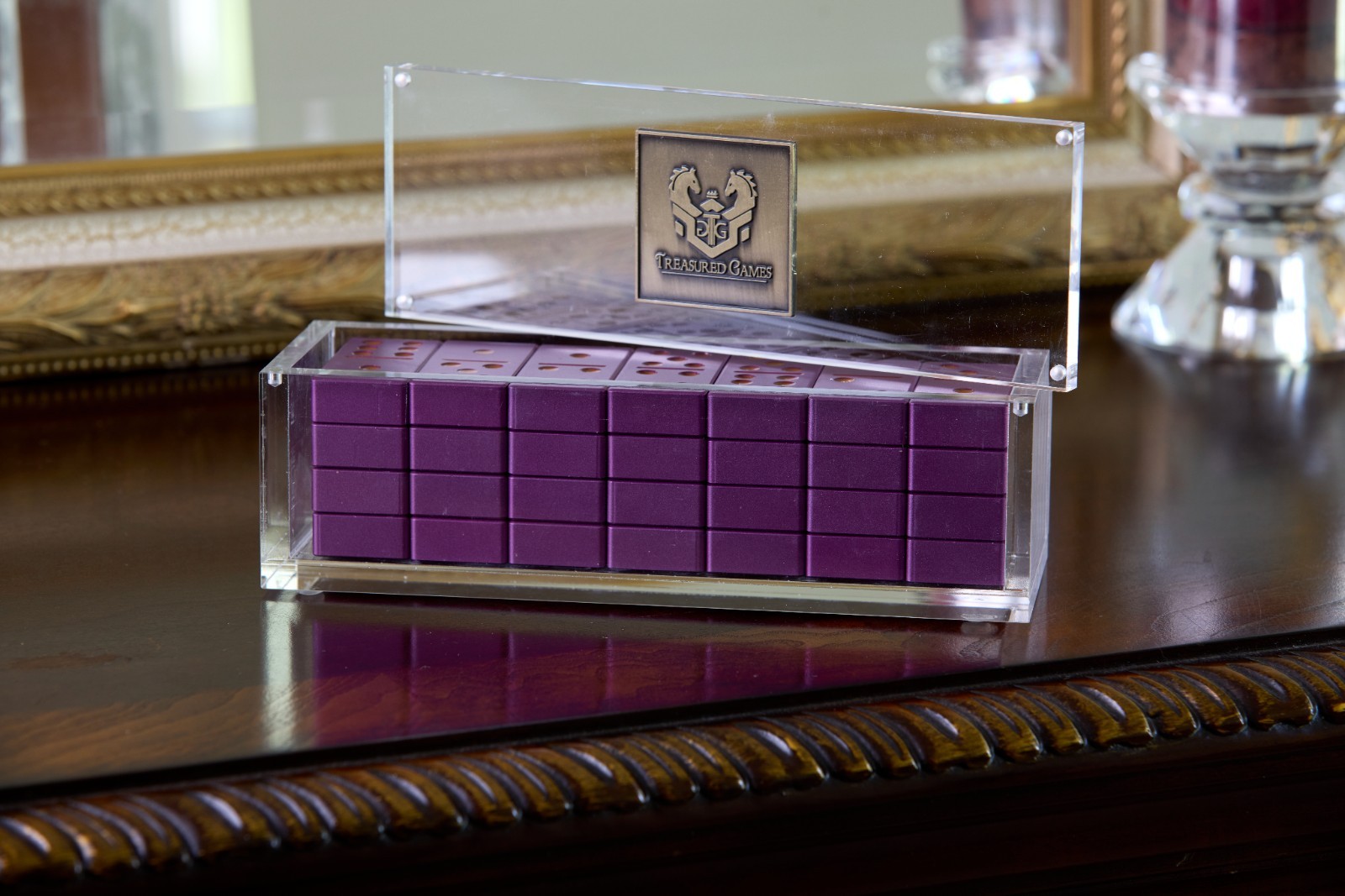 Aluminum Double Six Dominoes Set – Purple