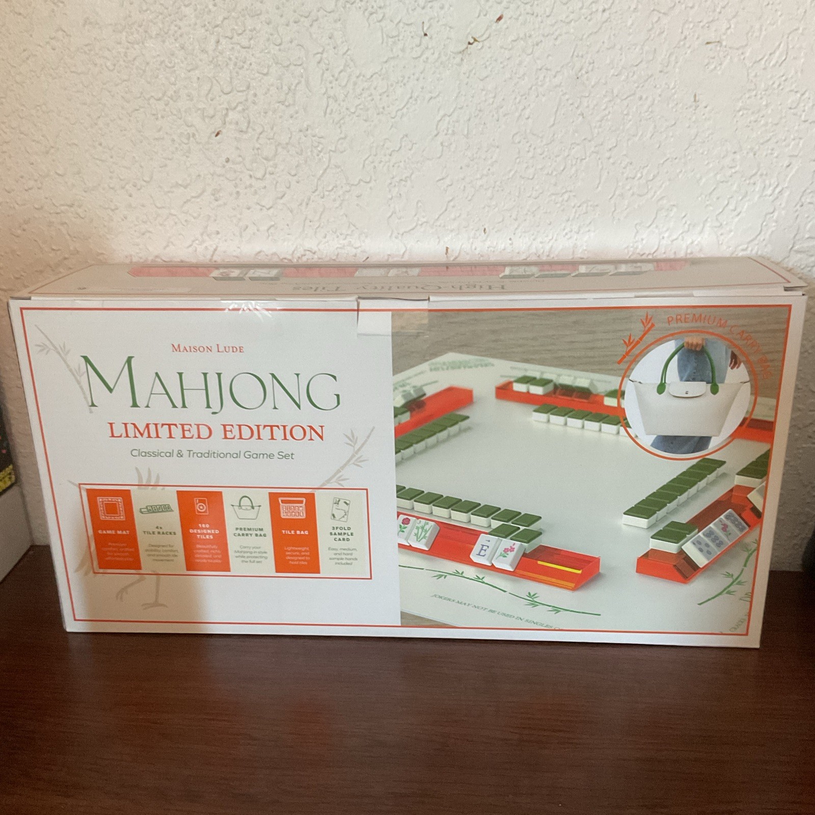 Maison Lude Mahjong Traditional Tile Game Set, Limited Edition w/Carry Bag New
