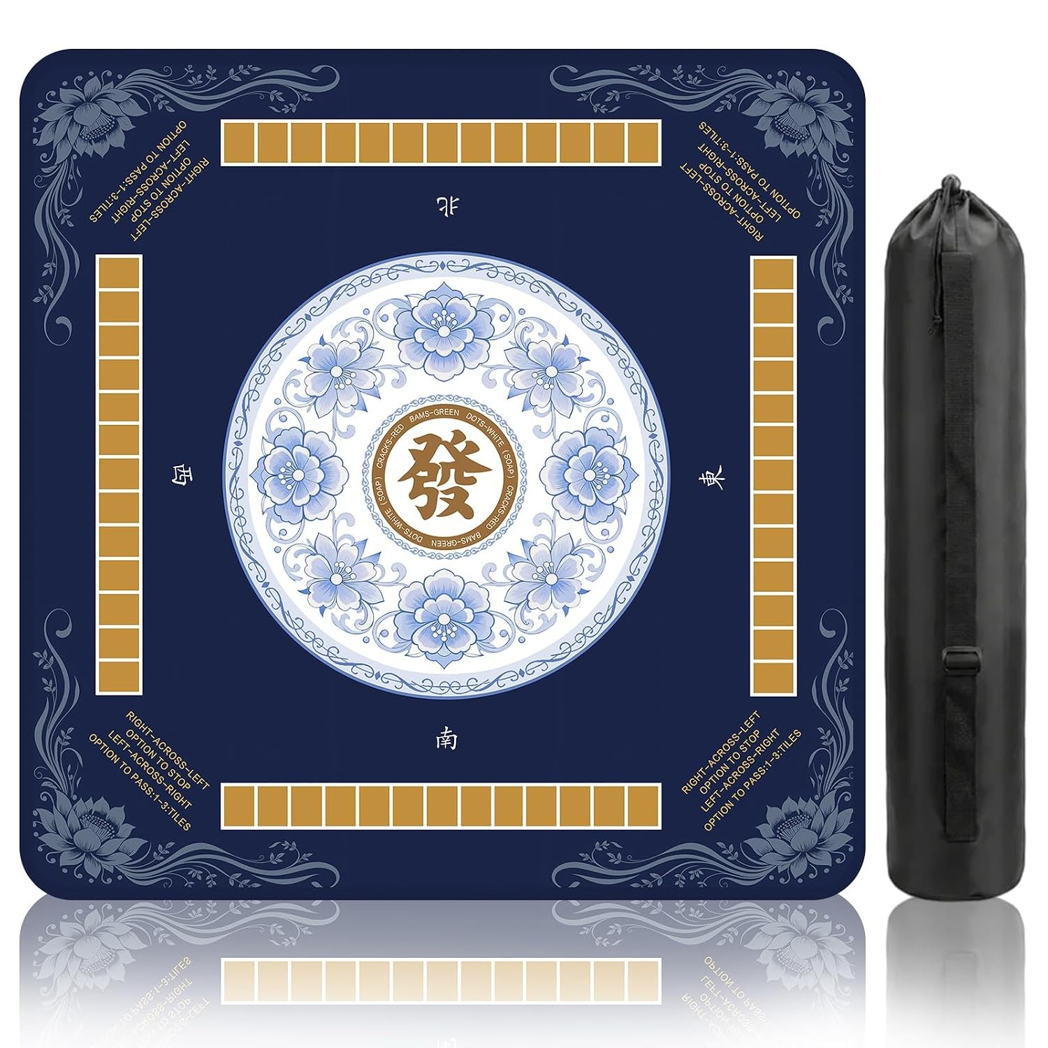 31×31 Non-Slip Mahjong Table Mat with Lotus Design Noise Reducing Mahjong Game