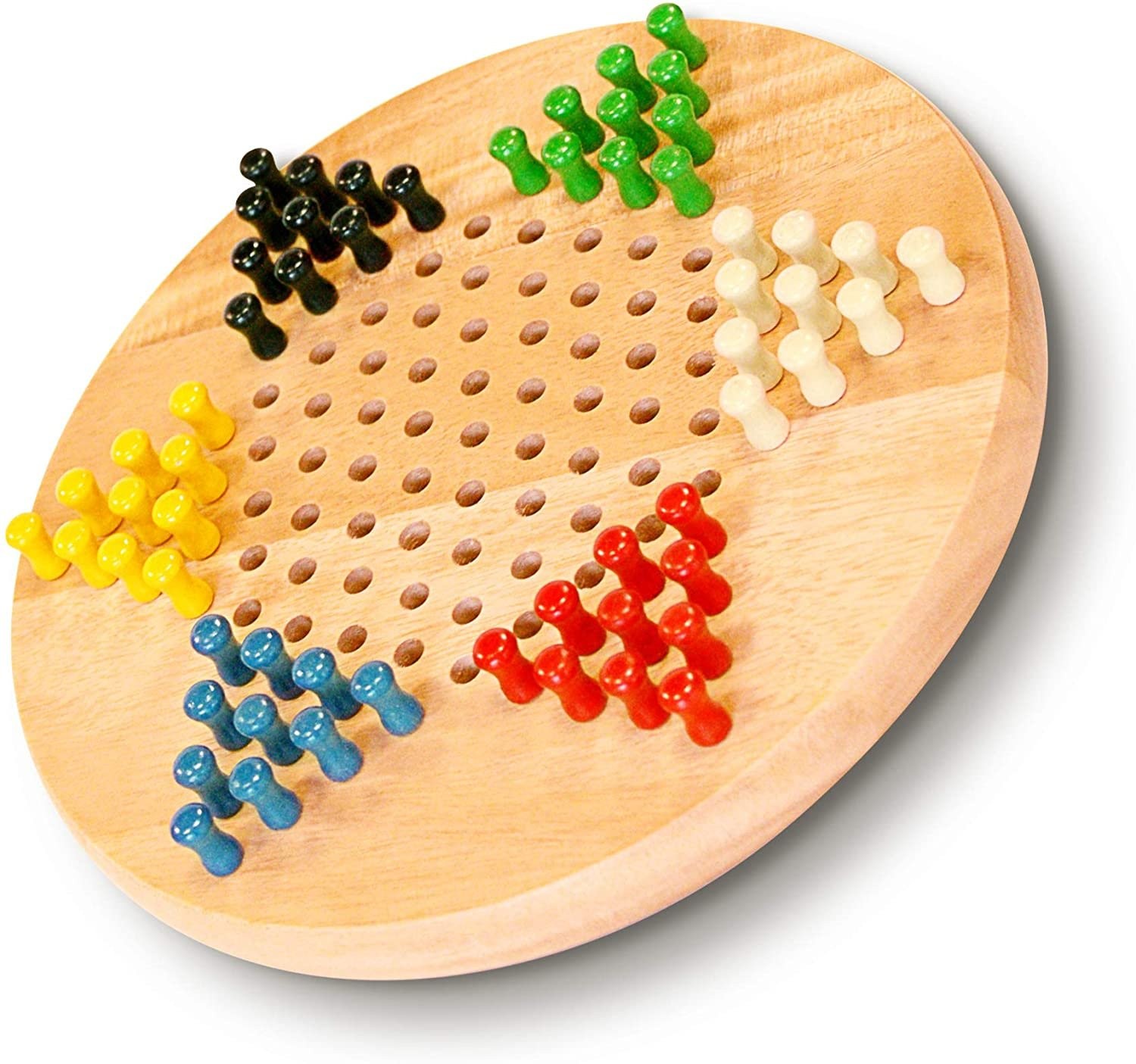 WE Games Chinese Checkers with Pegs – Solid Wood Travel Size – 7 in.