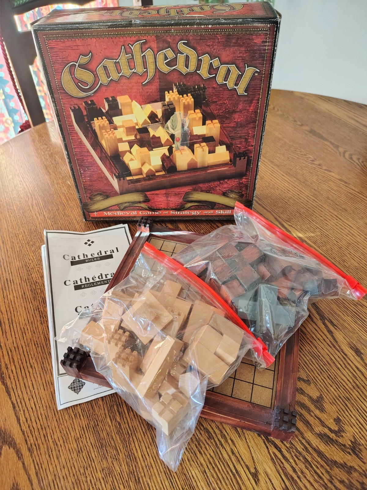 Cathedral Strategy Game Wooden Pieces Medieval Board Game Family Games Vtg 1997