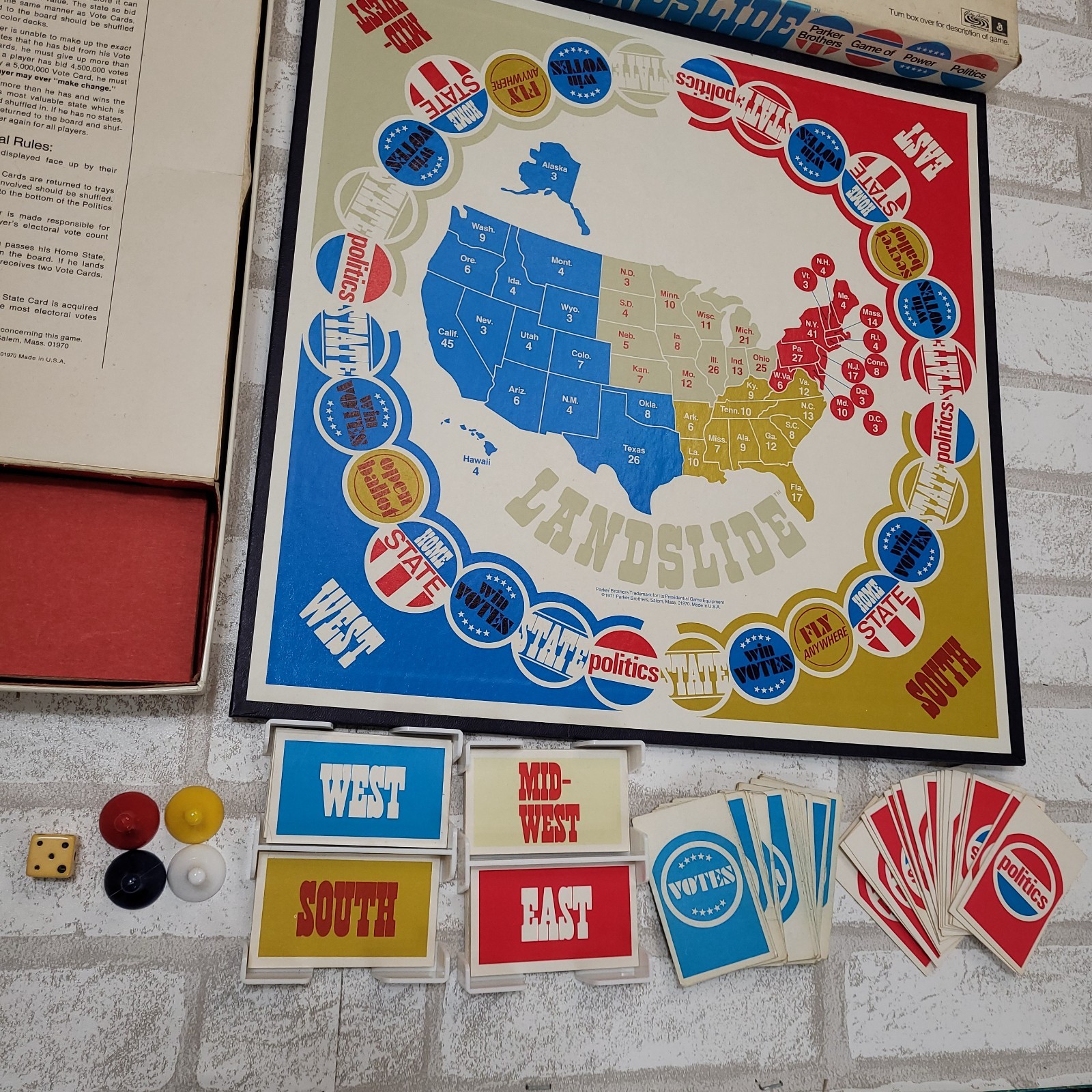Vintage 70s 1971 Landslide Power Politics Board Game Parker Bros CIB Complete