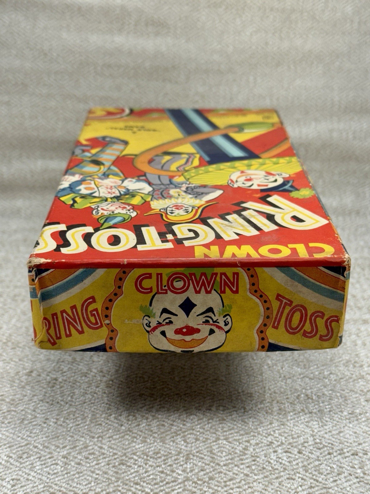 Transogram Clown Ring-Toss Game 1950s Complete w/Box Pole Rings Vintage