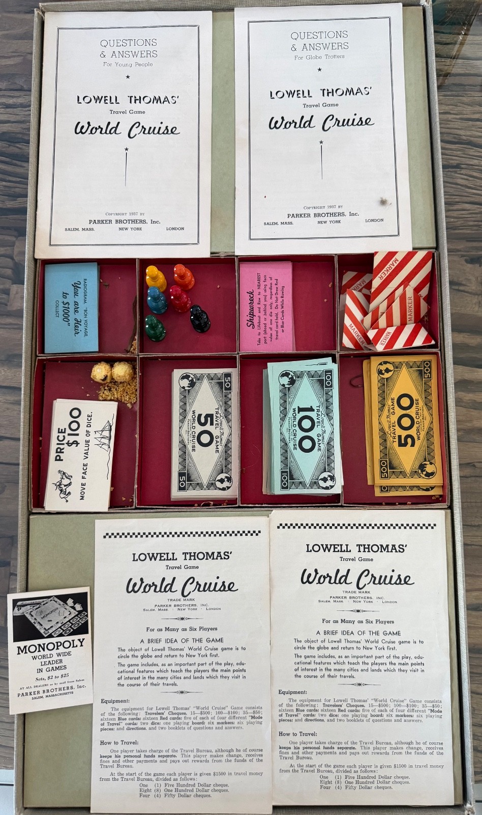 Vintage 1937 Lowell Thomas Boxed World Cruise Travel Game – Complete – Excl Cond