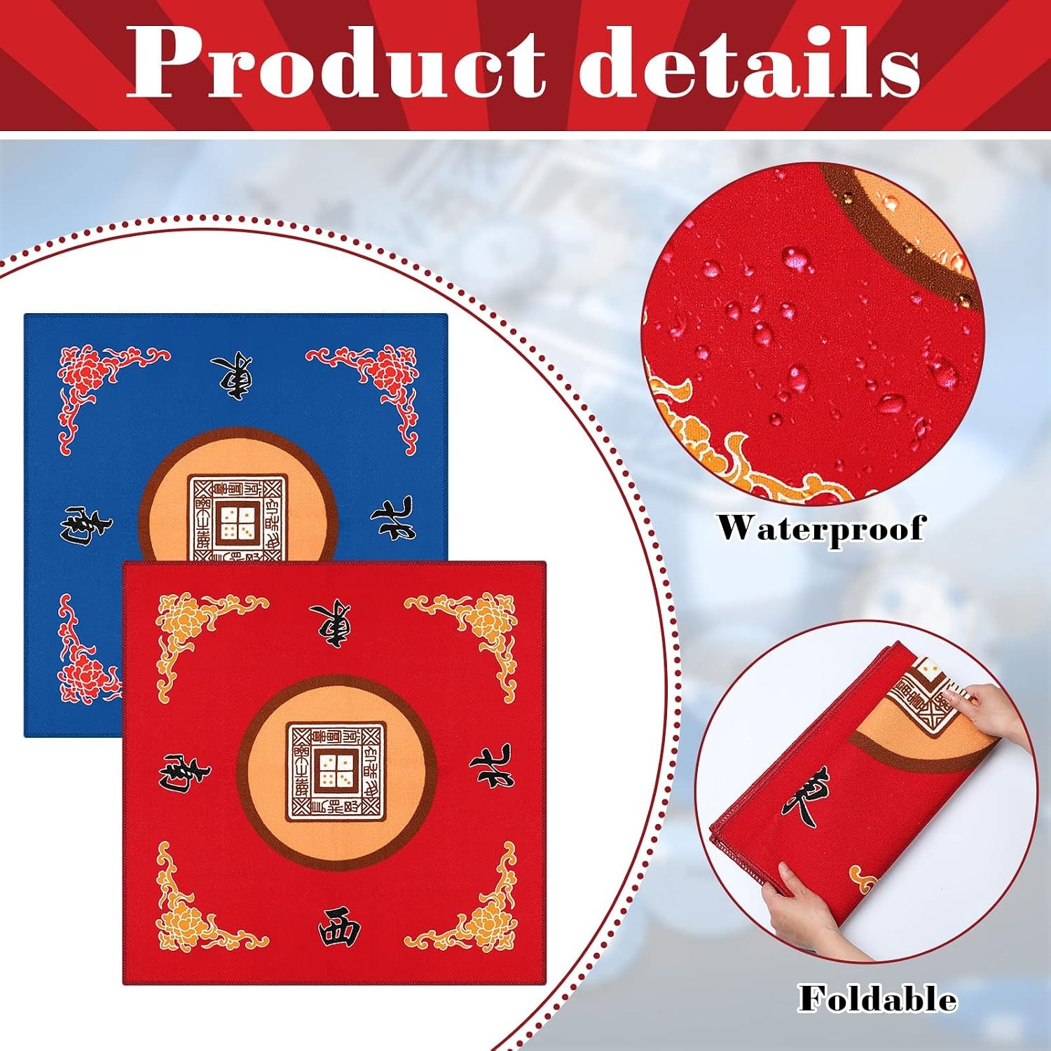 Mahjong Non Slip Noise Reduction Gaming Table Mat Cover for Mahjong Tiles Games