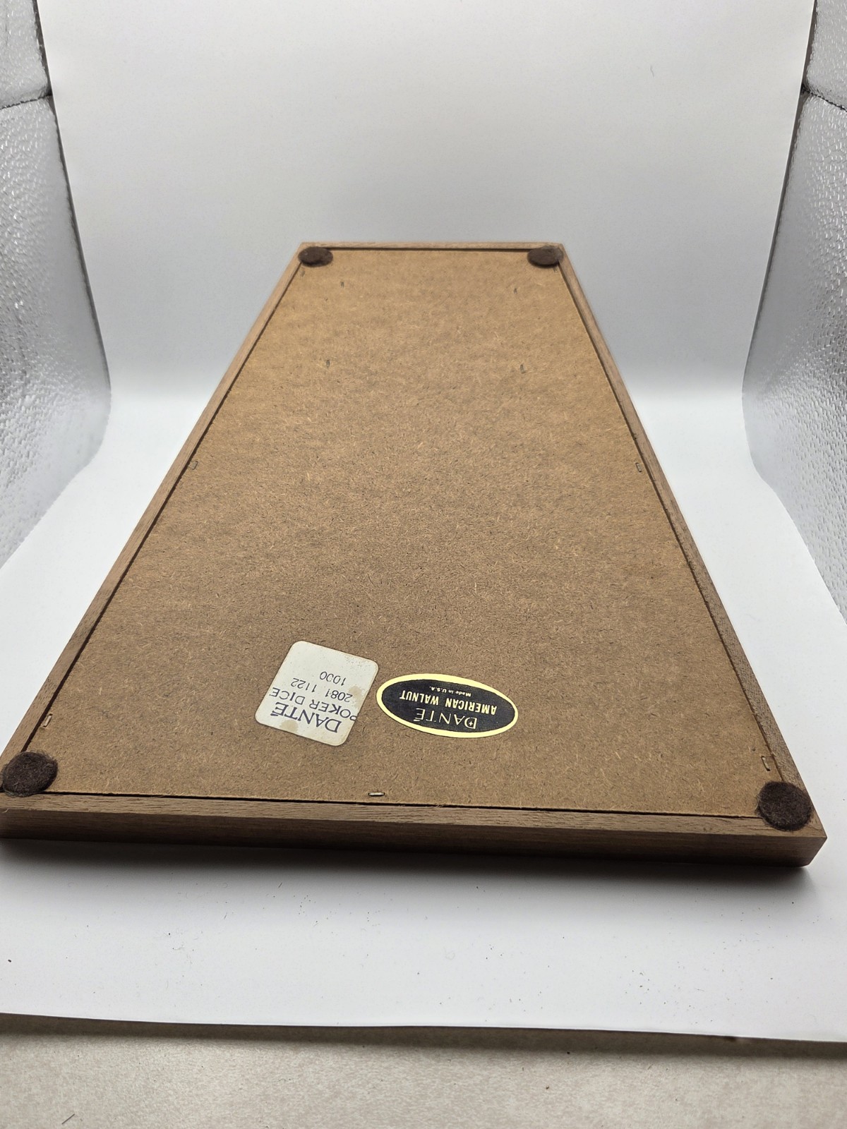MCM Vintage Dante American Walnut Poker Dice Game Board Made in USA with Rules