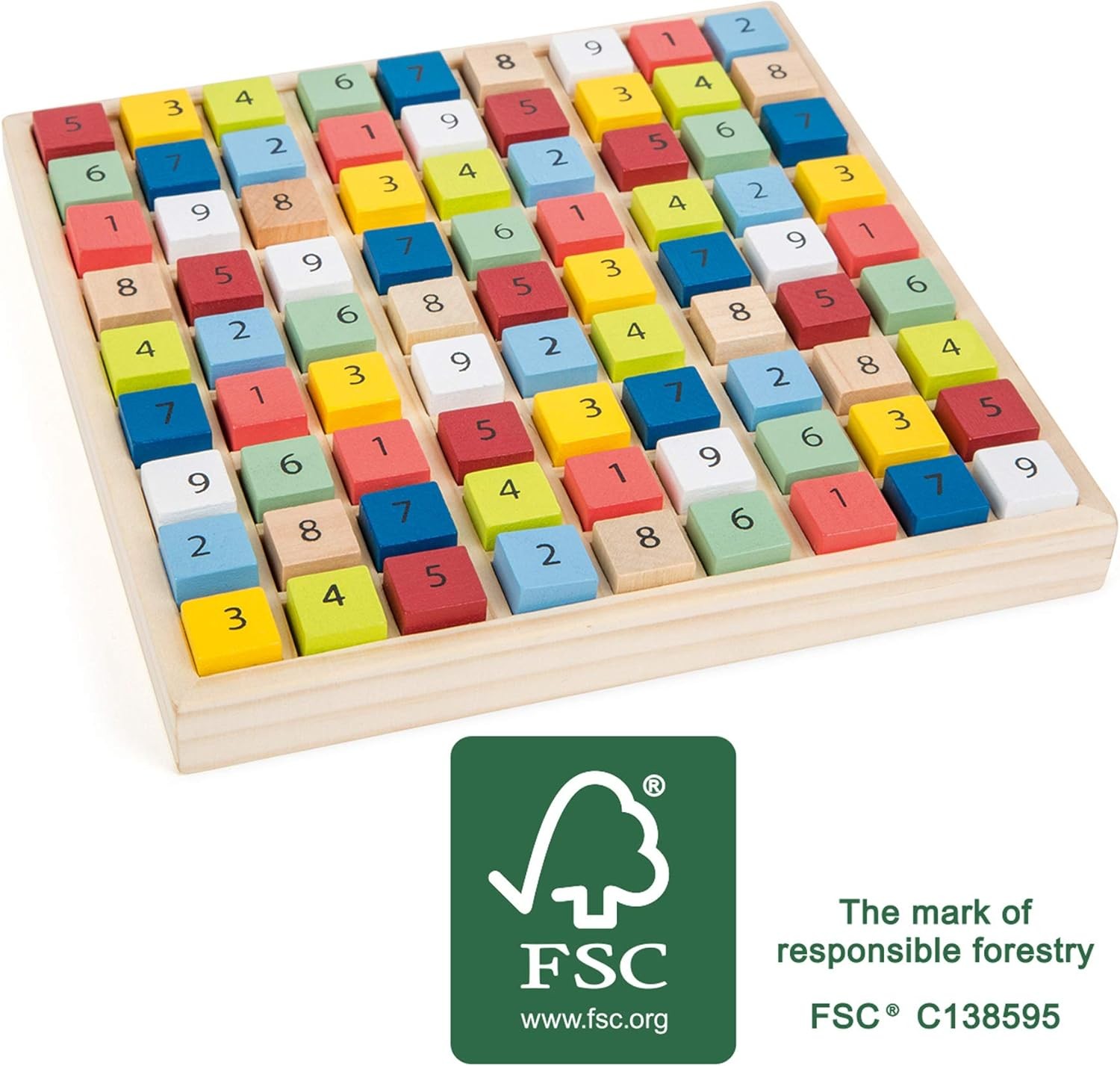 small foot 11164 Colourful Sudoku “Educate” made of wood, with 81 number cubes i