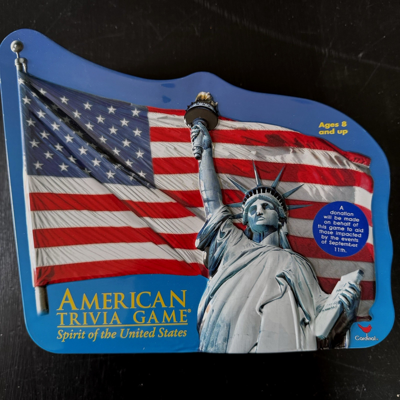 Cardinal American Trivia Board Game Spirit of the United States 2001 Tin as-is
