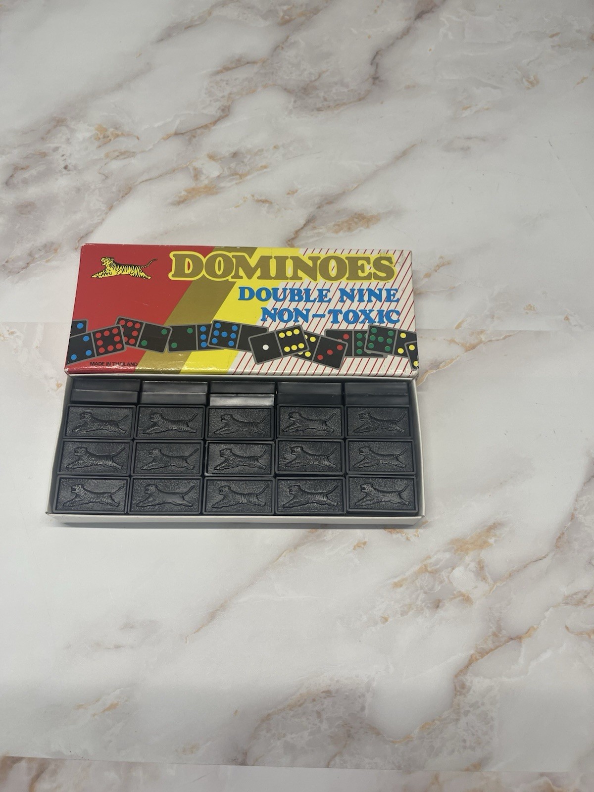 Vintage Tiger Dominoes Set Complete Double Nine Made In Thailand
