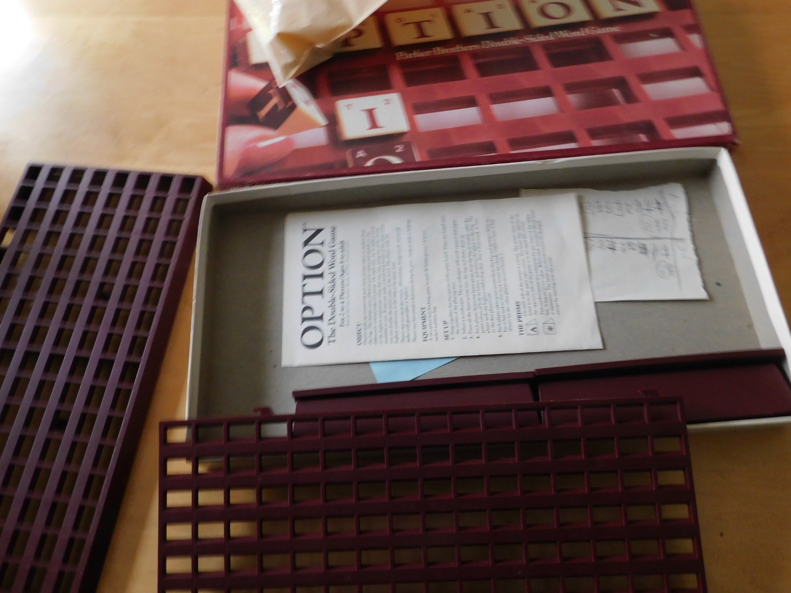Option Vintage Double Sided Word Board Game Parker Brothers 1983 Complete In Box