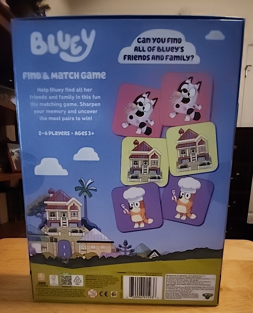 Bluey Find & Match Game, A Fun Tile-matching Game with 72 Character Tiles, 3+