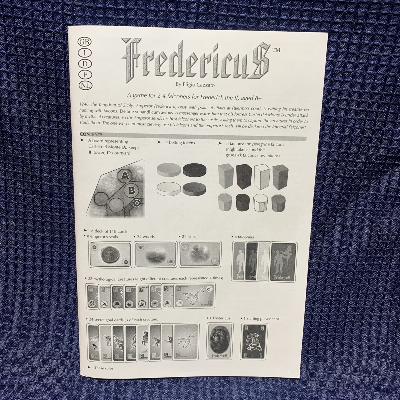FREDERICUS Strategy Game Mayfair DaVinci Falconry Complete Free Shipping