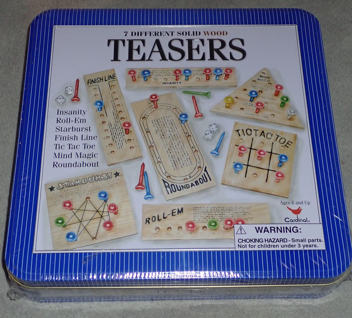New 7 Different Solid Wood Teaser Teasers Mind Puzzles Cardinal 2004 Sealed