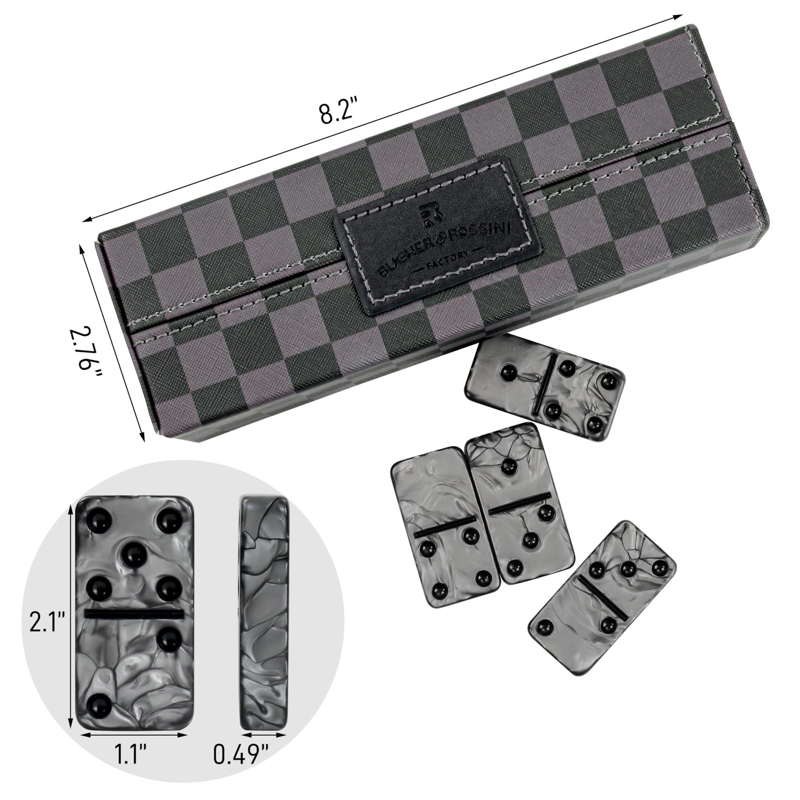 Dominos Set for Adluts – Double 6 Jumbo Domino – 11*2.2*2.76 inches, Gray
