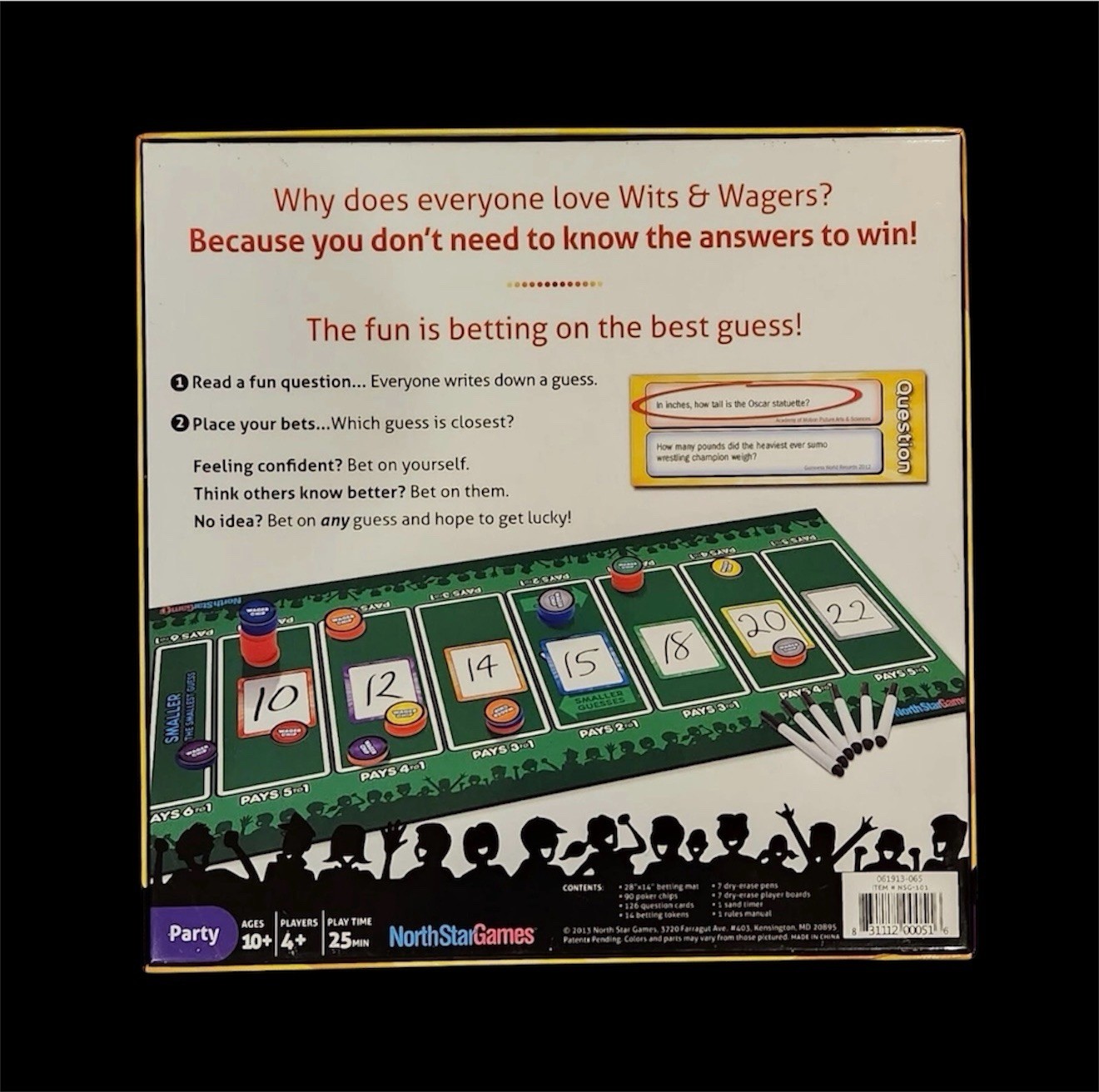 Wits & Wagers Board Game Kid Friendly Party/Trivia Game Award-Winning! Ages 10+
