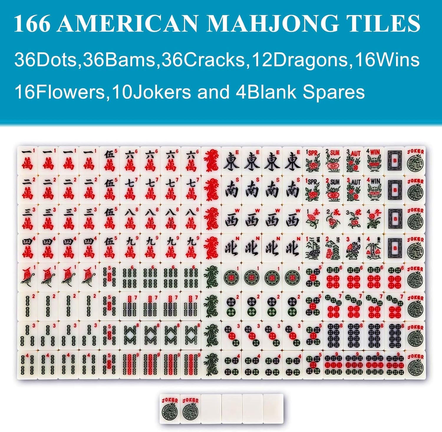 Travel American Mahjong Tile Set | 166 PCS 0.8 Inch Mini Mahjong Game Tiles, 4 W