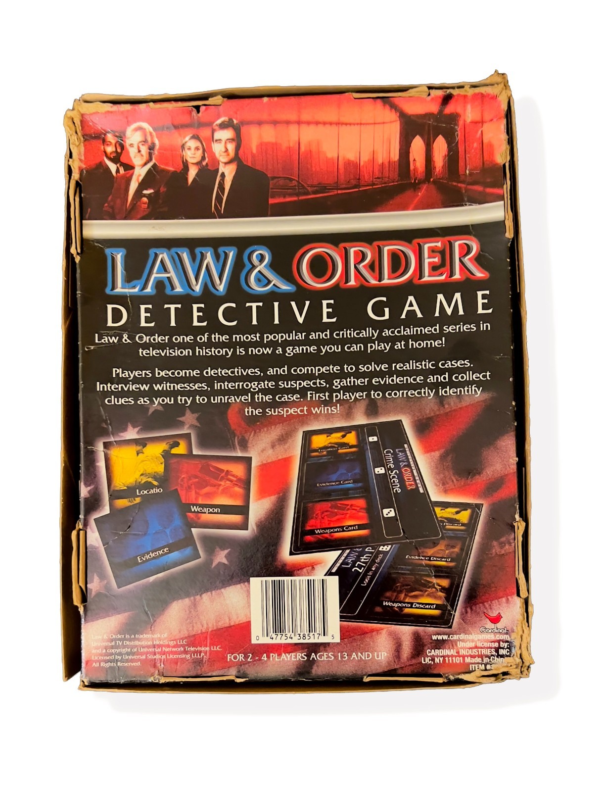 Law & Order Detective Game (Box Edition) COMPLETE 200 Board Game, Cardinal Ind.