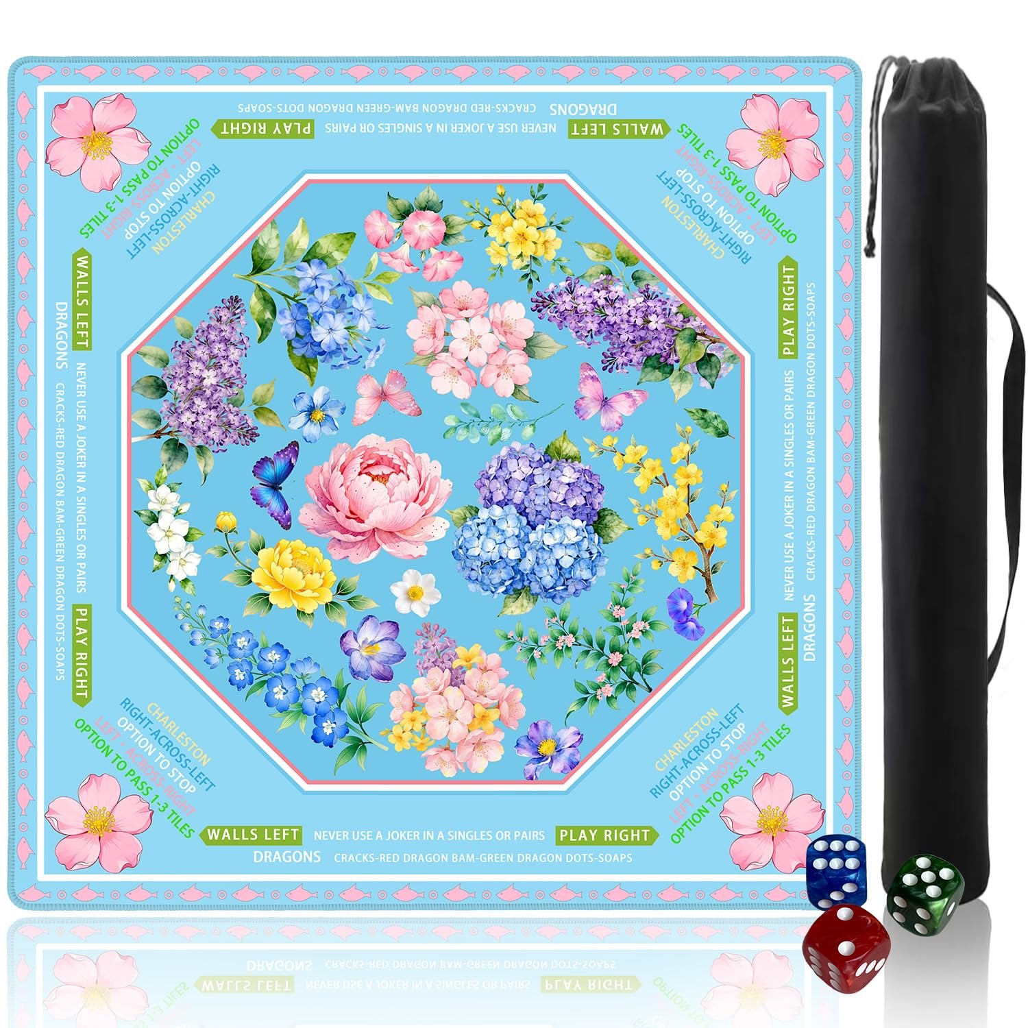 American Mahjong Table Cloth 31.5 inch Mahjong Mat for Table Cover with Rules