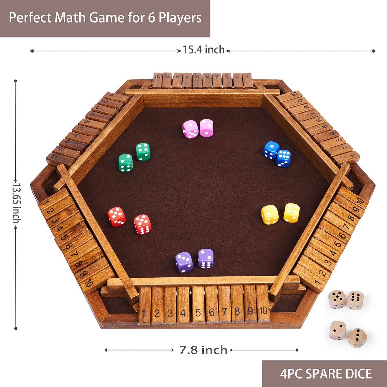Shut The Box Dice Game Wooden Board L15 x W13 for 1 2 3 4 5 6 Player 6 Sided …