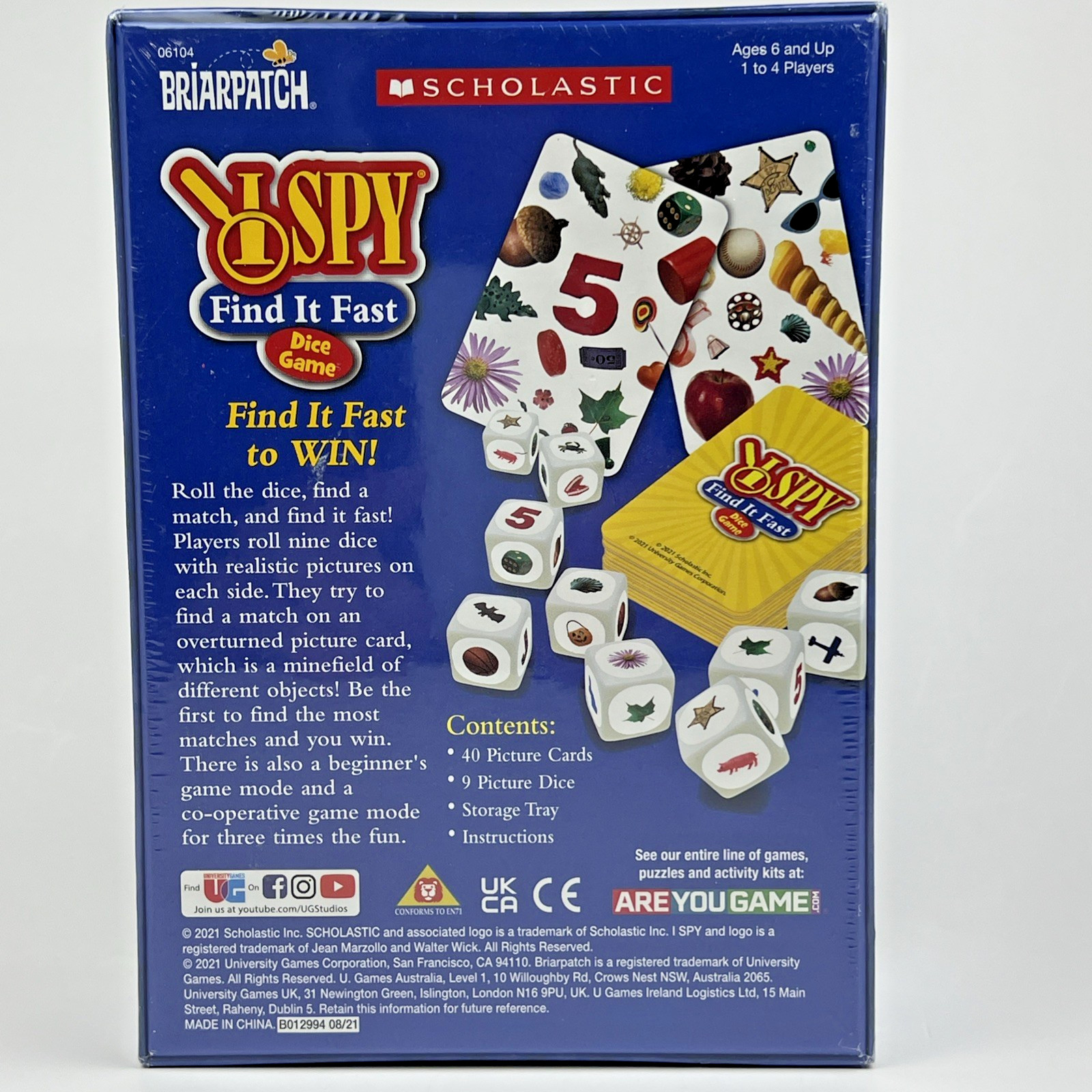 Briarpatch Scholastic I Spy Find It Fast Dice Game Ages 6 & Up – 1 to 4 Players