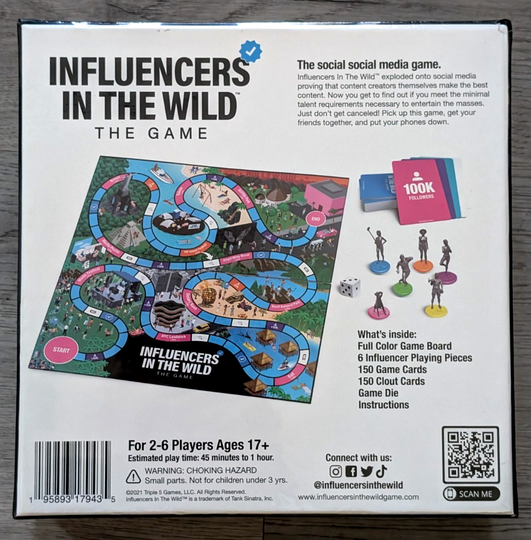 TRIPLE 5 GAMES ~ INFLUENCERS IN THE WILD ~ GAME FOR 2-6 PLAYERS 17+~ NEW IN BOX