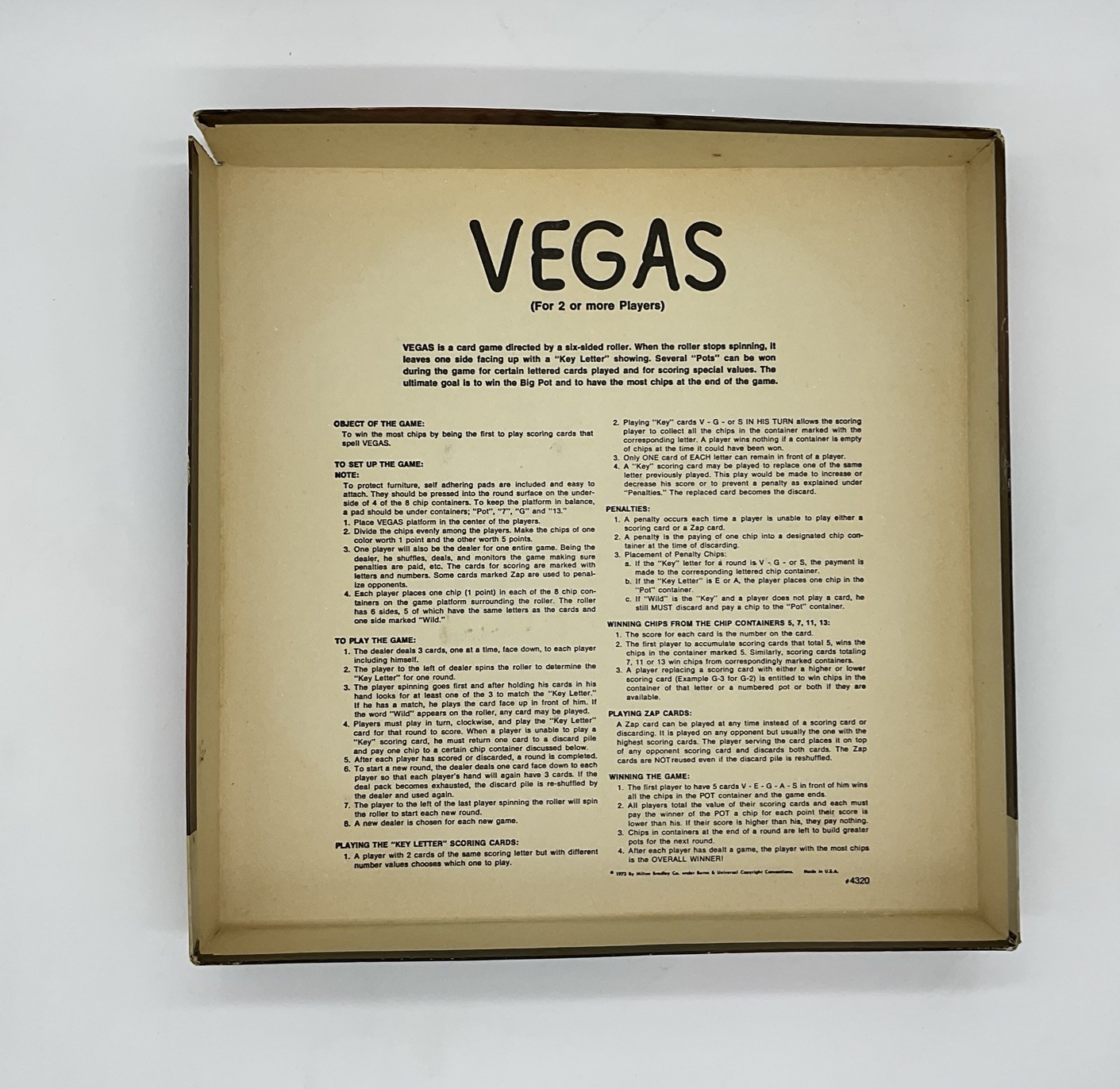 Vintage 1973 Milton Bradley VEGAS Board Game Complete