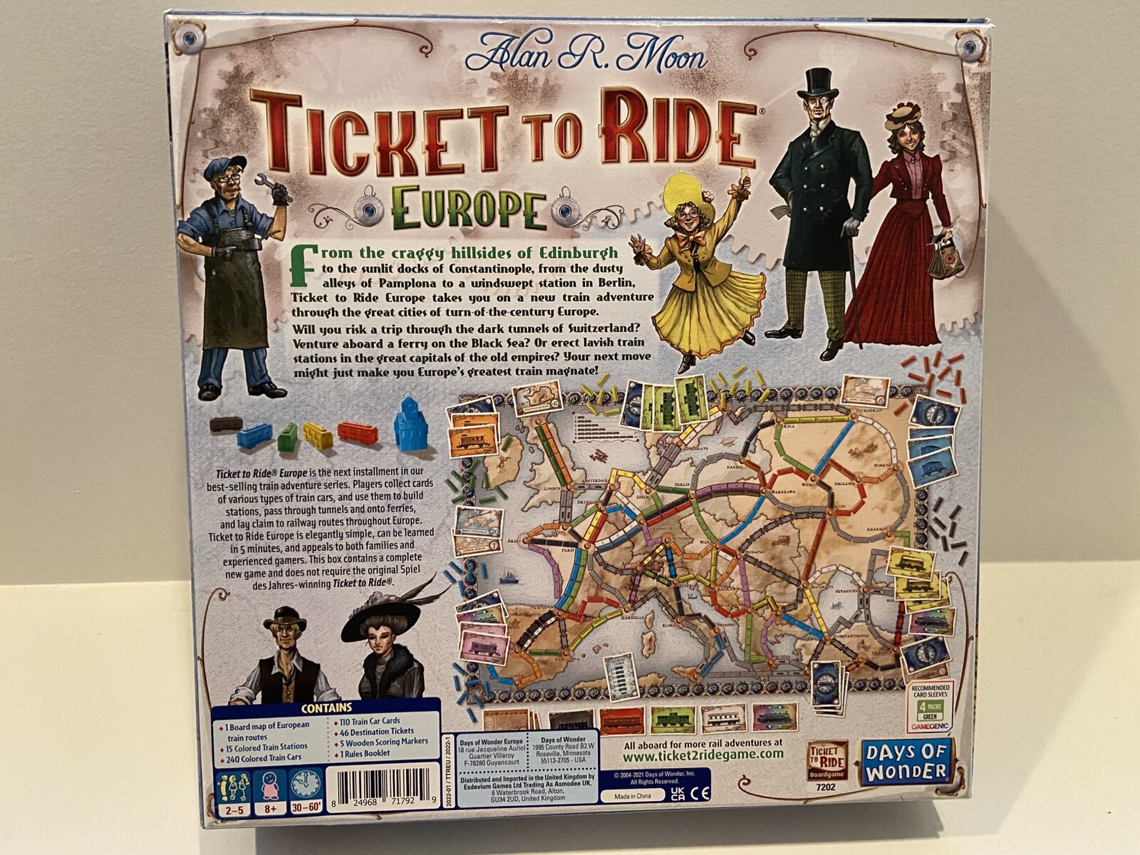 Ticket to Ride Europe Strategy Board Game by Days of Wonder Complete EUC