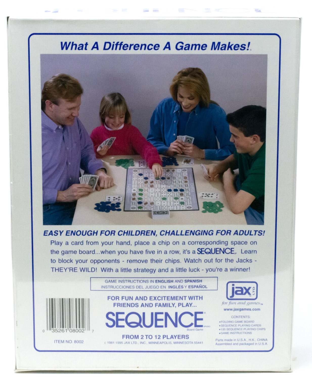 Sequence Board Game Card Game Strategy MPN 8002 Jax Ltd 2 To 12 Players Sealed