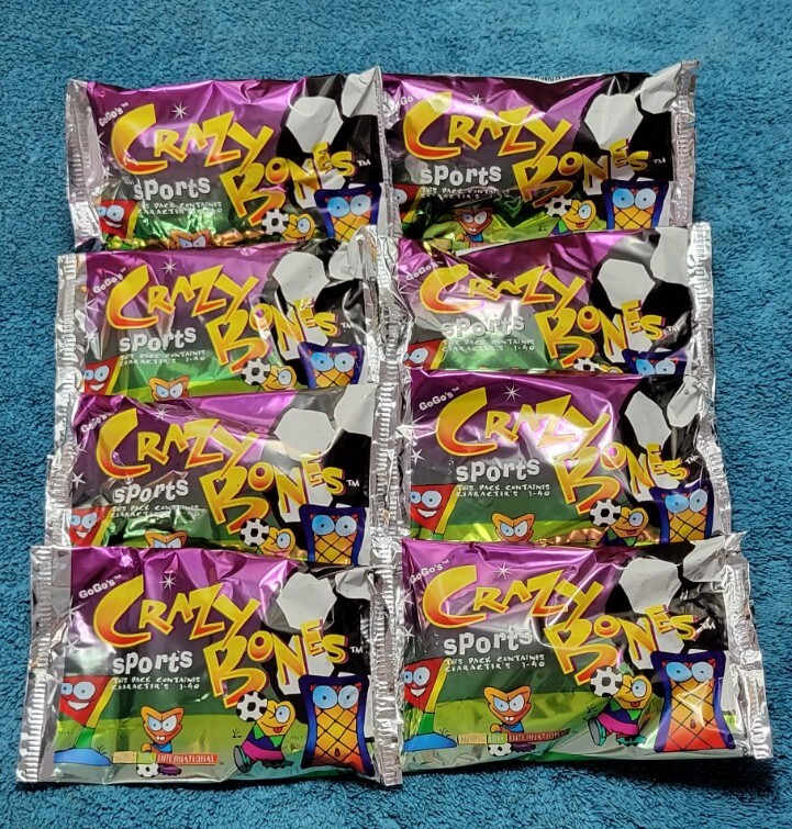 8 NEW SEALED PACKS GOGOS CRAZY BONES ORIGINAL “SPORTS” VERSION ~ 32 BONES ~