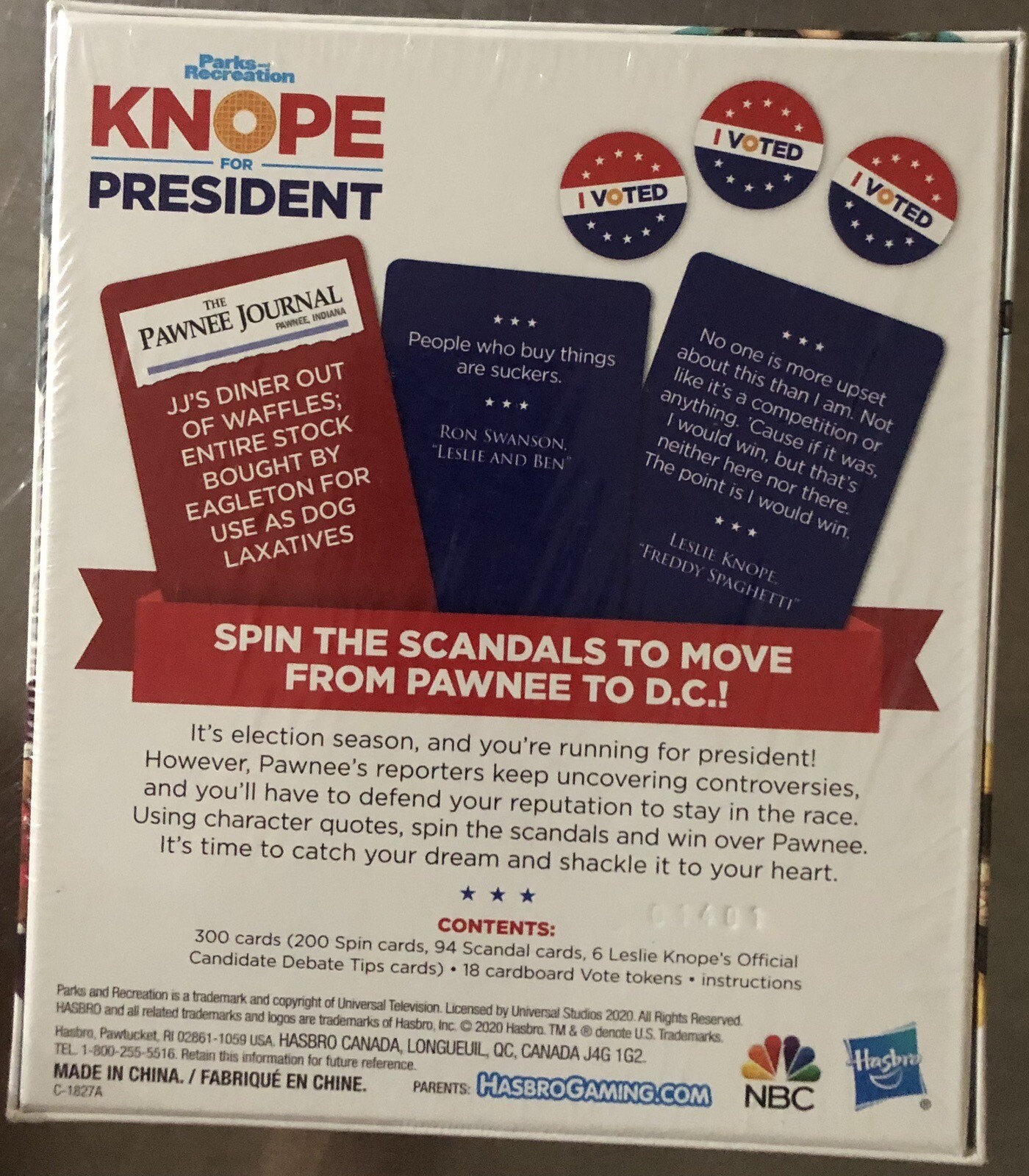 PARKS and RECREATION Knope For President Party Card Game Hasbro SEALED NEW
